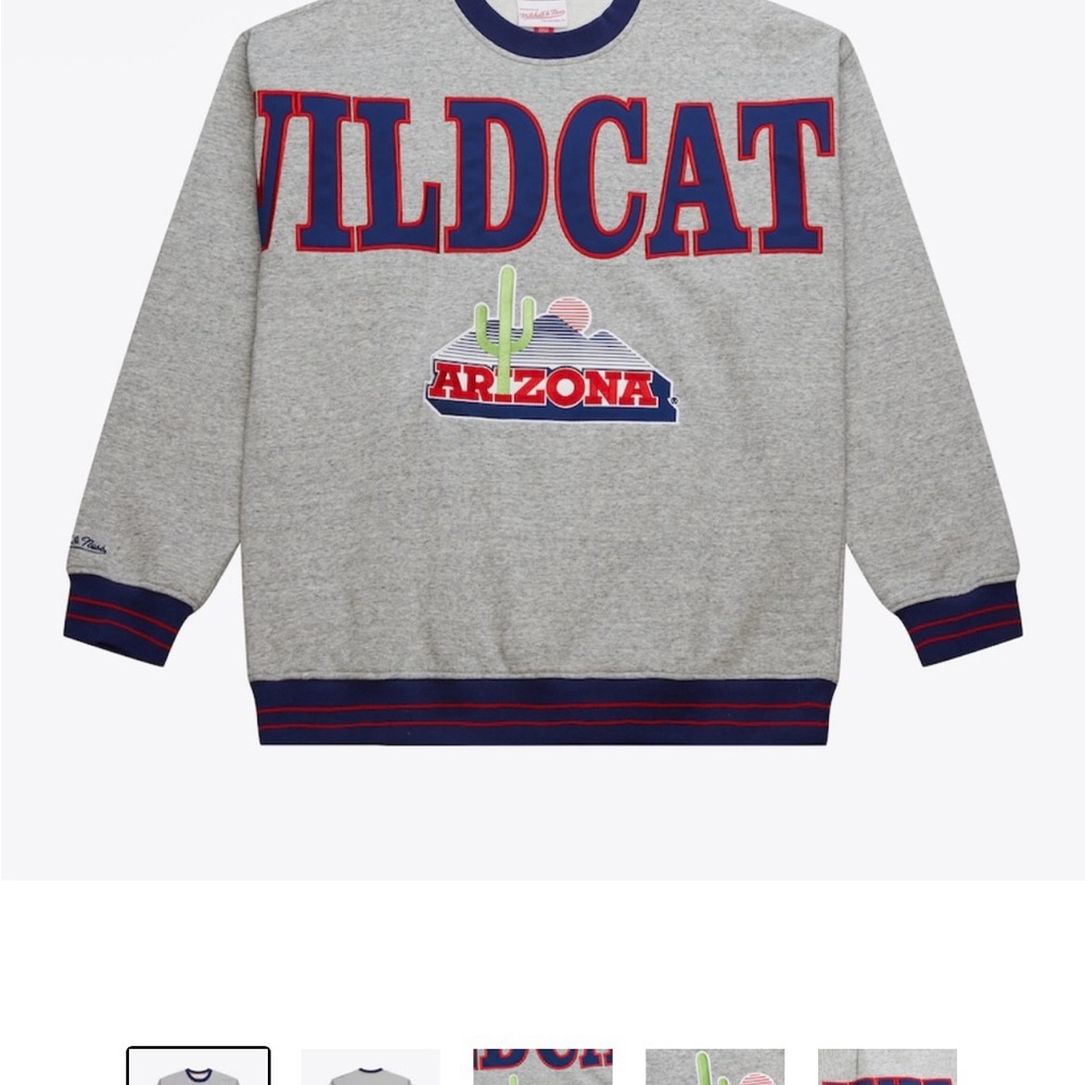 Mitchell & Ness University of Arizona Wildcats Gray Crewneck Sweater